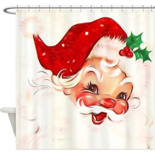 Vintage Santa Decorative Fabric Shower Curtain