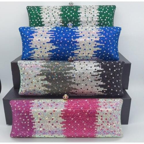 High Quality Green/Blue/Rose Red 11Colors Full Crystal Small Women Phone Wedding Bridal Clutches Luxury Diamond Lady Party Bags