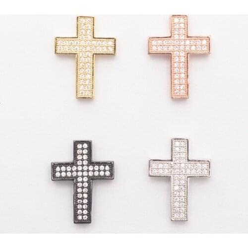 DIY Jewelry Copper Bottom Zircon Micro-inlaid Cross Accessories Necklace Earrings Bracelet Connector Jewelry Making