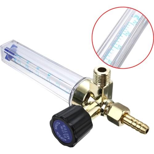 1pc 7mm Barb Argon Flow Meter 1/4PT 0.15 MPA Gas AR/CO2 Welding Regulator Clear & Gold