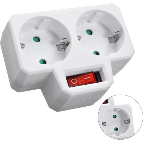 1Pc Durable ABS EU Standard Multiple Plug 250V 16A Double Socket Conversion Socket With Outlet Switch Plug Power Adapter Socket