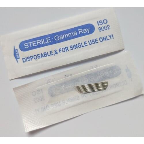 100pcs/lot 0.45mm Double Rows 15 pins Eyebrow Tattoo Needles Permanent Make Up 3D Embroidery Manual Blades Free Shipping