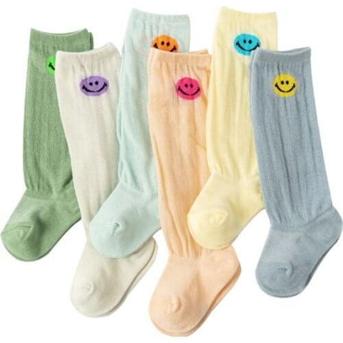 3Pairs/Set Smiling Face Anti-Mosquito Socks Baby Warner Knee High Long Leggings Kids Thin Soft
