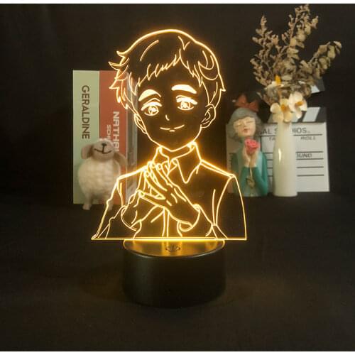 3D Night Light Alarm Clock Base Lamp Color with Remote 3d Lamp The Promised Neverland Norman Manga Japanese Anime Lovely Gift