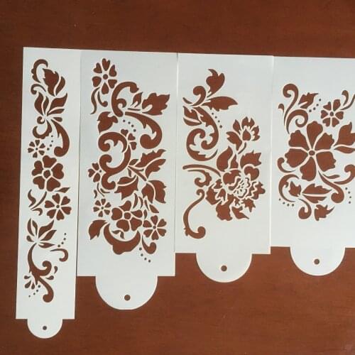 4 piece cake edge mold fancy fondant printing mold hollow painting graffiti mold