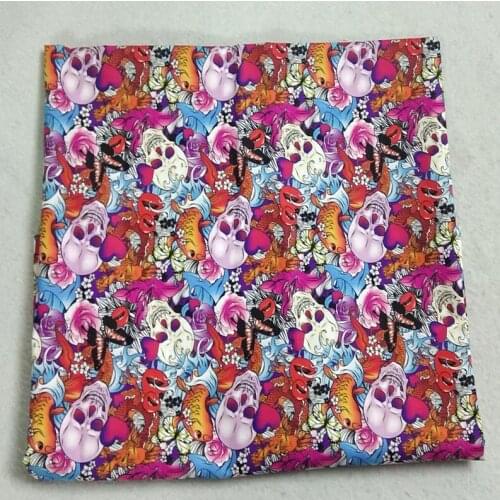 45x105cm Fish Butterfly Lip Flower Skull Printed Cotton Fabric Floral Skull Fabric Patchwork Cloth Dress Home Decoration
