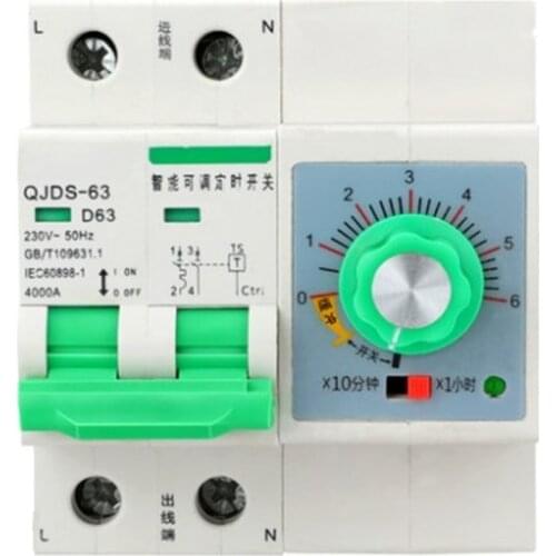 63A 220V MCB with Time Setting Function Protection Timer Switch 1 hour 6 hours Countdown Mini Circuit Breaker
