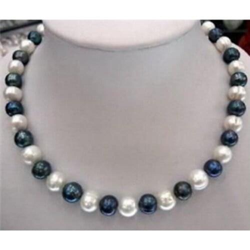 8-9mm Natural Black & White Akoya Cultured Pearl Fashion Jewelry Necklace