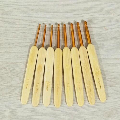 8pcs/set Ultra Smooth Knitting Needles 2.5mm-6mm Bamboo Handle Crochet Hooks Bamboo Handle Knit Knitting Needle Craft
