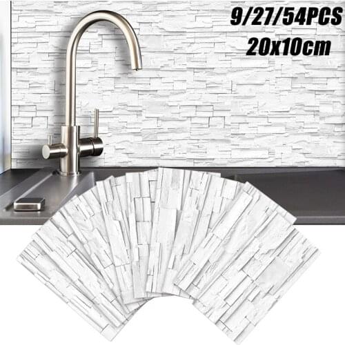 9/27/54Pcs 20cmx10cm Self-adhesive Wall Stickers Cabinet Furniture Renovation Wallpaper DIY Bathroom PVC Tile Sticker