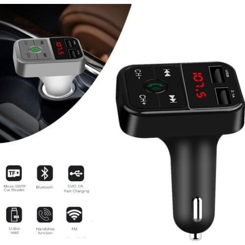 Dual USB Voltage Car Charger Bluetooth Car Kit Handsfree FM Transmitter Music Audio adapter MP3 Player mobile phone Charger