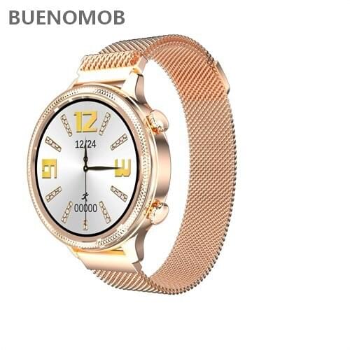 BUENOMOB Smart Watch Women Bracelet 1.1 Inch Full Round Screen Heart Rate Monitoring IP67 Waterproof Ladies Fitness SmartWatch