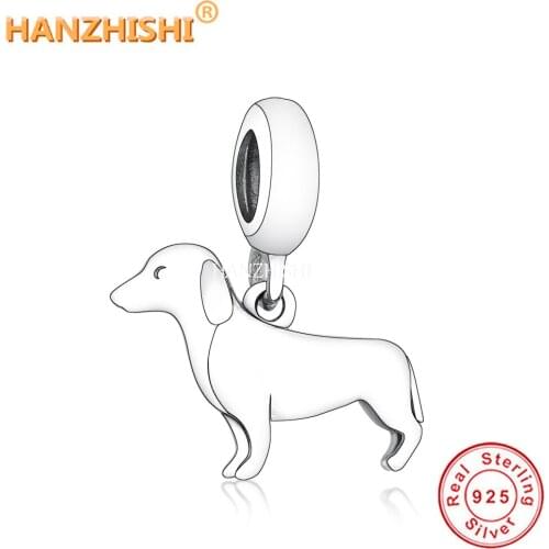Real 925 Sterling Silver Polishing Pet Dog Dangle Charm Animal Beads Fit Original Pandora Charm Bracelet Fashion Jewelry Making
