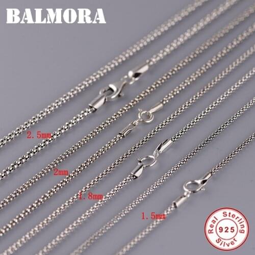 BALMORA Classic Basic 100% 925 Sterling Silver Simple Clasp Adjustable Chain Necklace Chain For Women Men Couple Fashion Jewelry
