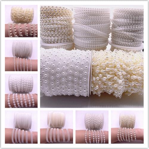 NEW 2-5 Yards 4-15mm Artificial Pearls Flower Beads Chain Garland Flowers Wedding Party Decoration Diy Accessories