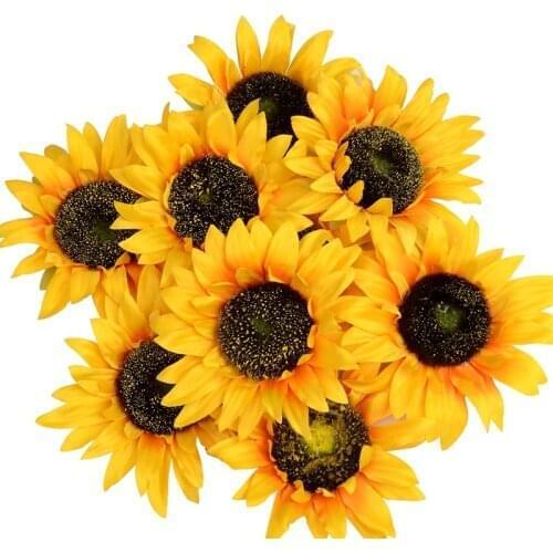 5pcs 14cm Silk Artificial Sunflower Flower Heads For Wedding Decoration DIY Wreath Gift Box Scrapbooking Craft Fake Flowers