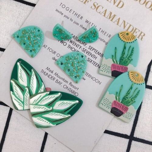 DIY Jewelry Findings Ornament Accessories Necklace Pendants 20pcs Garment Decor Geometry Painting Printing Earring Charms