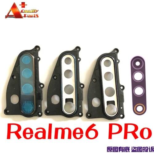 For Realme 6 proOriginal Back Rear Camera Lens Glass with Cover Frame Ring Holder Braket Assembly for Realme6 PRo