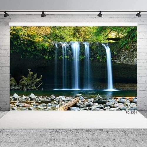 Jungle Waterfall Lake Stones Photography Background Customized Fond Backdrop Photo Studio for Children Baby Portrait Photophone