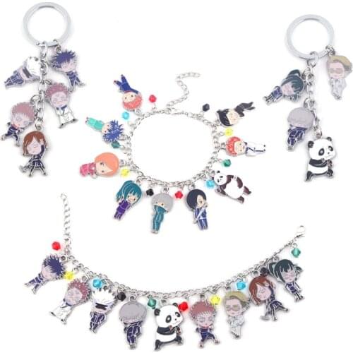 Jujutsu Kaisen Itadori Yuji Fushiguro Megumi Gojo Satoru Inumaki Toge Panda Lovely Anime Kirsite Keychain Bracelet Toys Gift