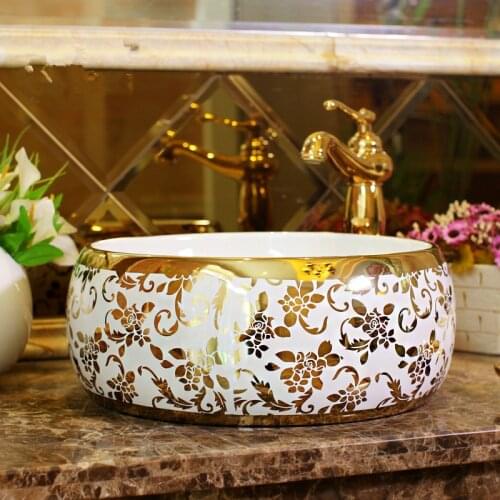Art Procelain Chinese Europe Vintage Style Art wash basin Ceramic Counter Top Wash Basin Bathroom Sinks vessel sinks vanities