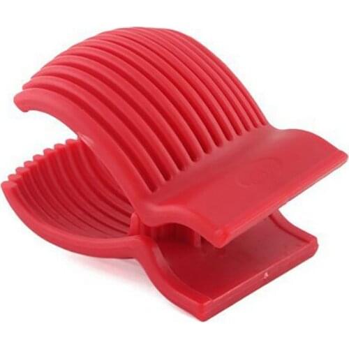 Red Tomato Slicer Plastic Kitchen Gadgets Tools Potato Onion Fruit Vegetable Cutter Cuts Tomato Slicers Holder Slicer Guide