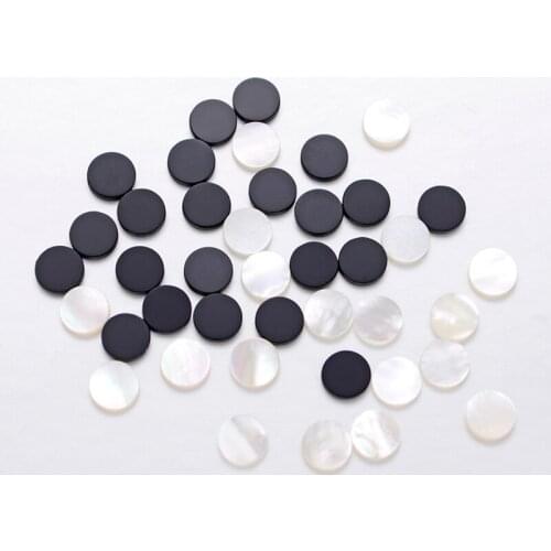 MIQIAO White Butterfly Shell Black Agate Round Diameter 6 10 MM Earrings Necklace Inlaid Ring Face Diy Small Accessories