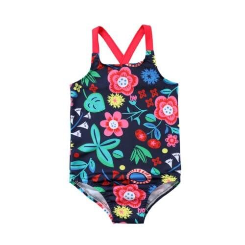 Hot Children Kids Baby Girls Flowers Print Sleeveless Swimsuit Swimwear Bathing Suit Beachwear Swimwear Summer