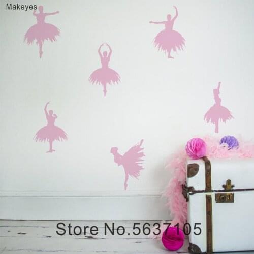 Makeyes Ballerinas Wall Stickers Girls Dancer Wall Decals Home Girl Rooms Wall Decor Sweet Wall Decoration Vinyl Wallpaper Q115