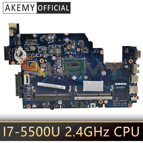 Z5WAH LA-B161P Mainboard For Acer Aspire E5-531 E5-571G Laptop motherboard With SR23W I7-5500U 2.4GHz CPU DDR3 100% Fully Tested