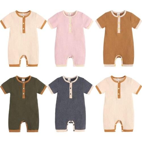 Baby Clothes Fashion Infant Girl Romper Soild Color Baby Boy Clothes Cotton Short Sleeve O-neck Newborn Rompers 0-24 Months
