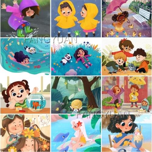 5D Diy Diamond Painting Cartoon Kids Full Drill Rhinestone Cross Stitch Kits Diamond Embroidery Children Gift Mosaic Art Picture