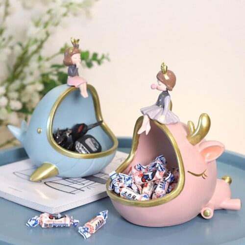 Nordic Resin Cute Light Luxury Girl Desktop Practical Candy Storage Decoration Creative Home Entrance Box