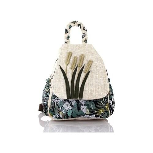 New coming original women shopping string appliques hasp backpacks!Nice national prints casual backrack Top-sale lady backruck