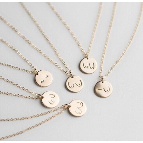 Boobs Necklace Feminist Jewelry Handmade 13MM/16MM Coins Choker Gold Filled Pendants Collier Kolye Jewelry