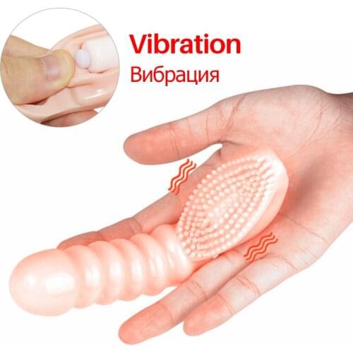 Finger Sleeves Vibrator Sex Toy G-Spot Stimulator Reusable Finger Clitoris Brush Vibrating Sex Erotic Adults Products For Couple