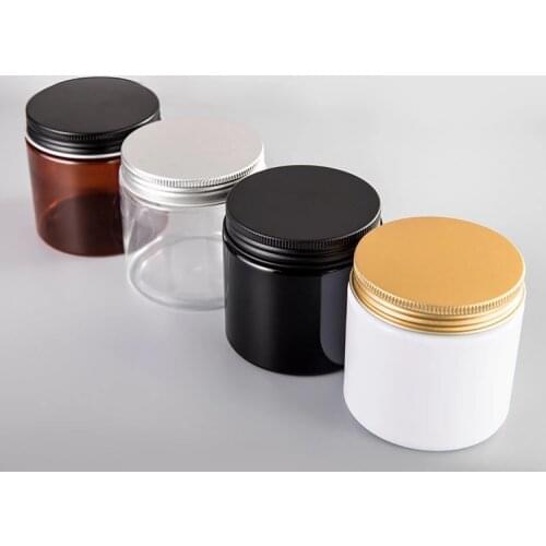 6pcs/lot 200G 200ml Plastic Jar Cosmetic Cream Jar Plastic Pot Aluminum Lid Plastic Cap PET Container Empty Food Packing Cans