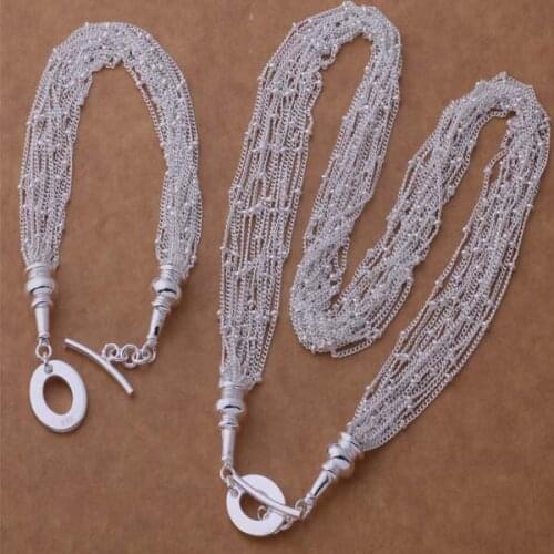 Silver plated Jewelry Sets Bracelet 054 + Necklace 469 /autajmaa dtramkya AS277