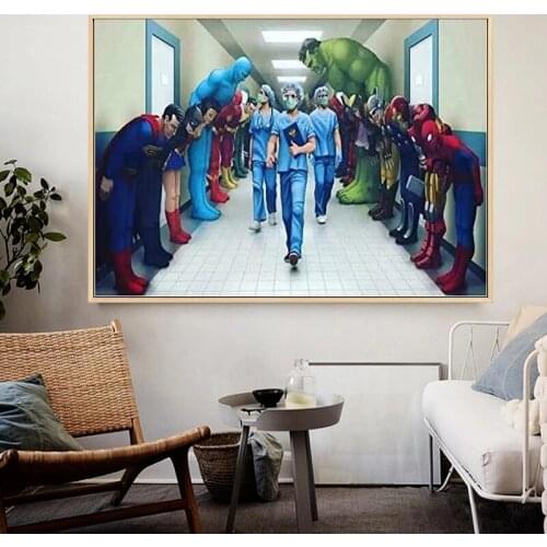 Superhero Doctor Posters and Prints Marvel Avengers Spiderman Canvas Painting Wall Art Print Canvas Kids Gifts Home Decoration