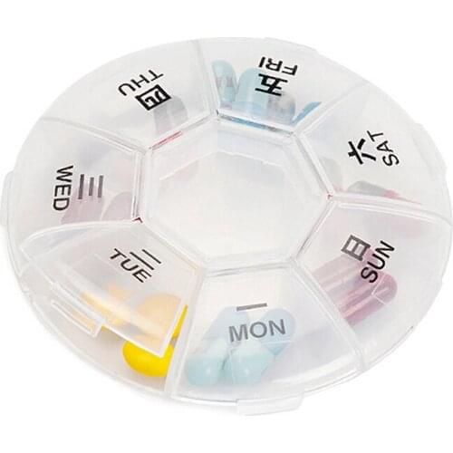 Practical Travel Pill Case Weekly Rotating Pill Box Splitter Pill Organizer Medicine Box Cutter 7 Day Pill Container