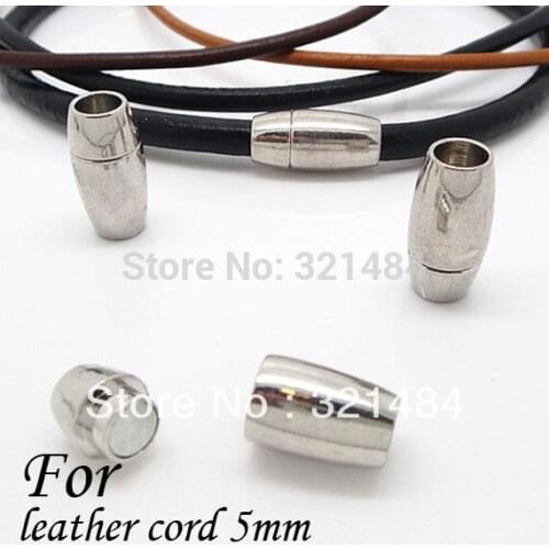 Rhodium Plated 100piece/lot 5mm Leather Cord End Caps Jewelry Tube Magnetic Clasps