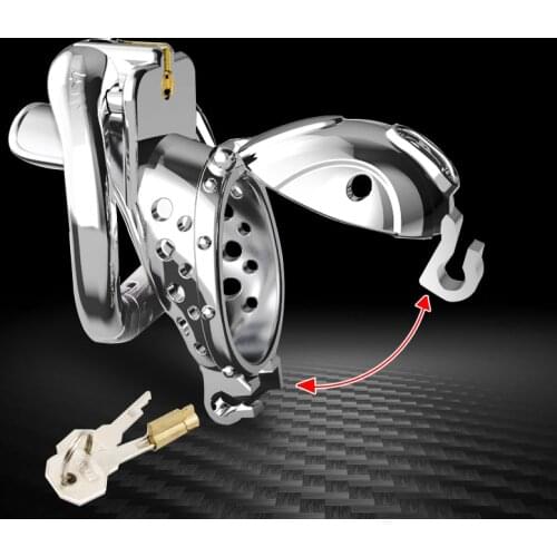 With Urine Hole Openable Ring Quick Disassemble Cap Flip Design Male Chastity Device Cock Cage Penis Ring Sex Toys for Men 18