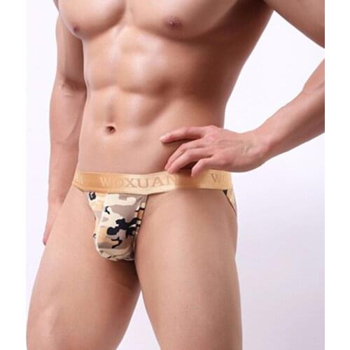 Sexy Sexy WOXUAN Brand New Man Sexy Camouflage Bulge Pouch High Fork Briefs Underwear Gay Male Seamless Nylon Bikinis Panties