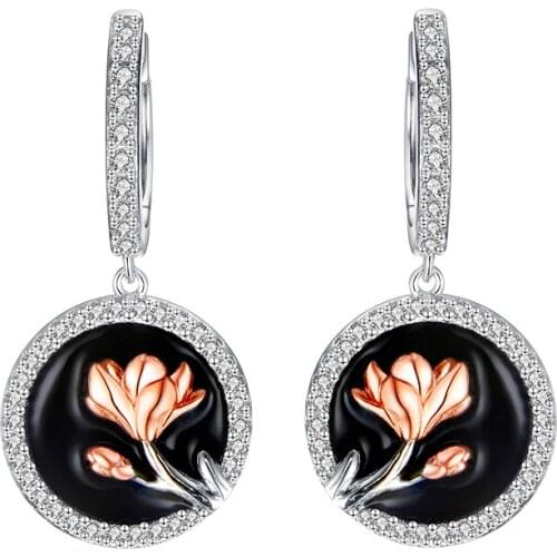 LOVANS 925 Sterling Silver Drop Classic Earrings Women Fashion Sets Flower Anniversary Dangle Hoop Earrings