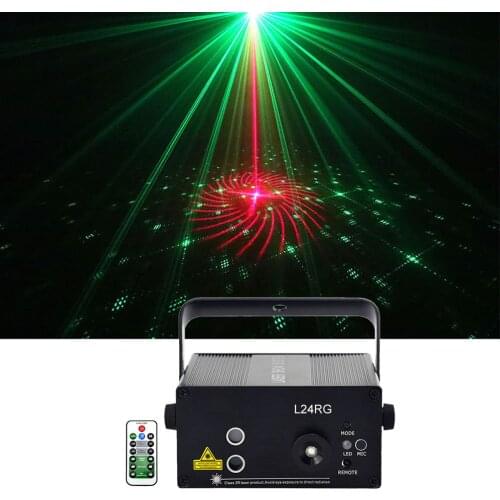Sharelife 24 Red Green Gobos With Blue LED DJ Laser Light Remote Control Speed Home Gig Party Show Mini Stage Lighting L24RG