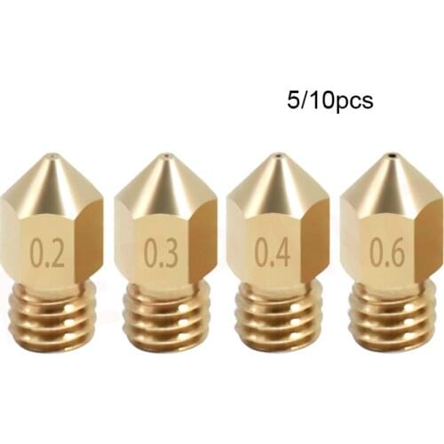 Nozzle Copper Brass 1.75mm 0.2 0.3 0.4 0.5 0.6 0.8 1.0mm 6mm for 3d Printer 3mm Full Metal MK8 Rigid Parts Extruder Threaded