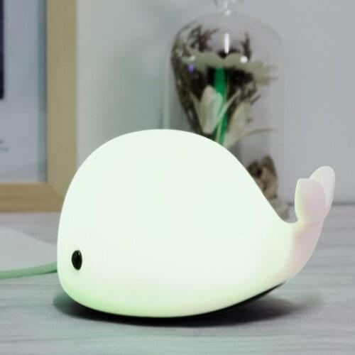 LED Night Kids Soft Dolphin Silicone Baby Nursery Lamp/ Sensitive Tap Control 7 Single Multicolor touch lighting