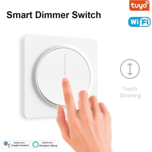Tuya Smart Wifi Dimmer Switch Touch Dimmable Panel Light Switch EU 100-240V Compatible with Alexa Google Home No Hub Required