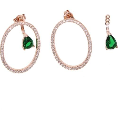 2019 dangle double sided earring for women AAA cubic zirconia cz geometric elegance wedding engagement earring jewelry fashion