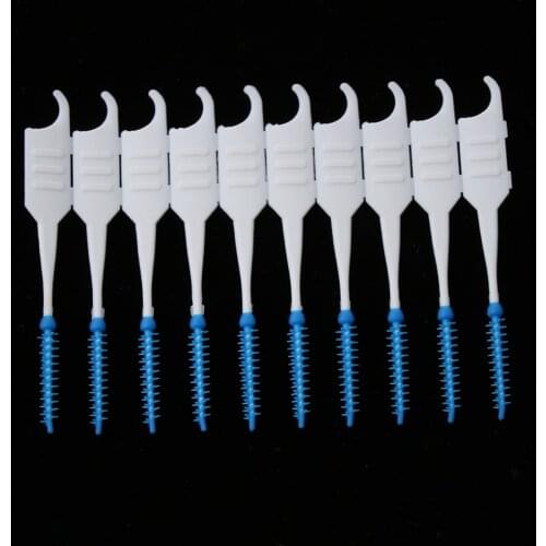 200pcs Two Heads Inter Brush Tooth Pick Flosser Toothpick